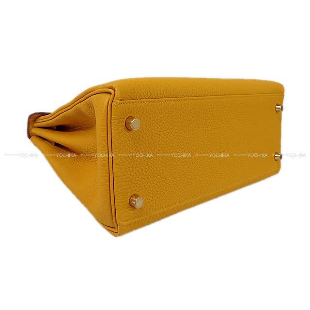 HERMES エルメス ハンドバッグ ケリー28 内縫い ジョーヌアンブル(アンバー) トゴ ゴールド金具 新品