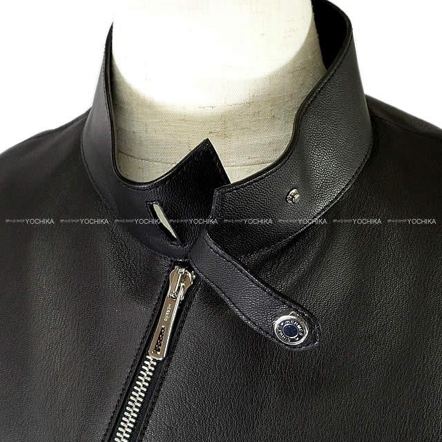 HERMES エルメス レディース シングル バイカー ライダースブルゾン 黒(ブラック)