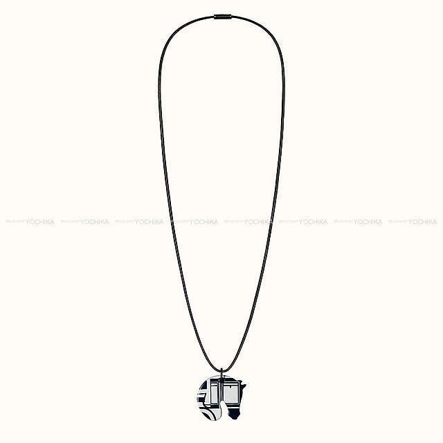 HERMES エルメス ペンダント ネックレス プリント エナメル スモール PM "タッタソール/クーペ・タトゥアージュ