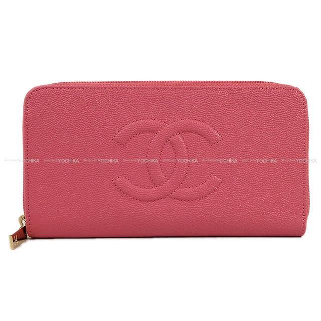 ✨CHANEL✨　シャネル　長財布　ラウンドファスナー　ピンク　ココマーク キャビアスキン シャネル 財布 CHANEL 長財布 ココマーク/CC ロゴ