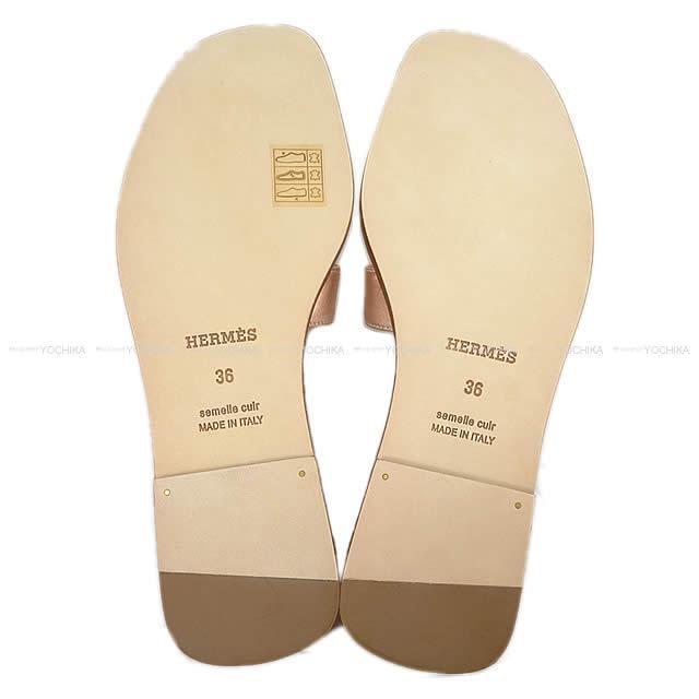 HERMES エルメス レディース Hモチーフ サンダル "オラン" #36 メタリックローズ ナッパレザー 新品未使用