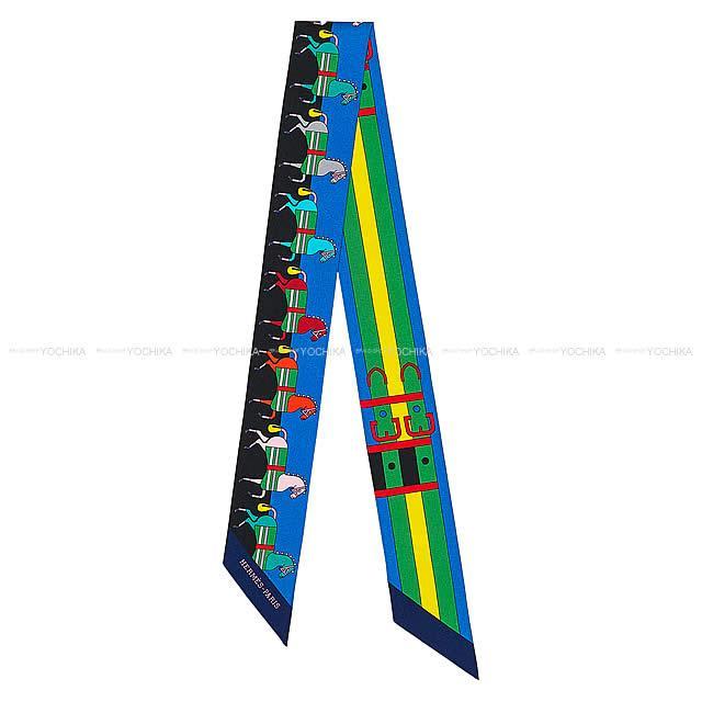 HERMES エルメス ツイリー スカーフ "ロカバール" ブルーロイヤルXジョーヌ