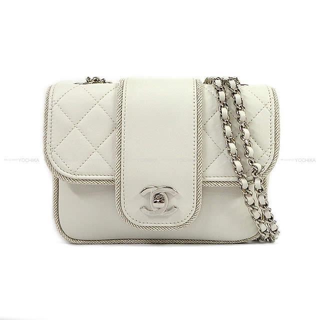 2019年春夏 新作 CHANEL シャネル マトラッセ ミニ パイピング チェーンショルダーバッグ 白(ホワイト)