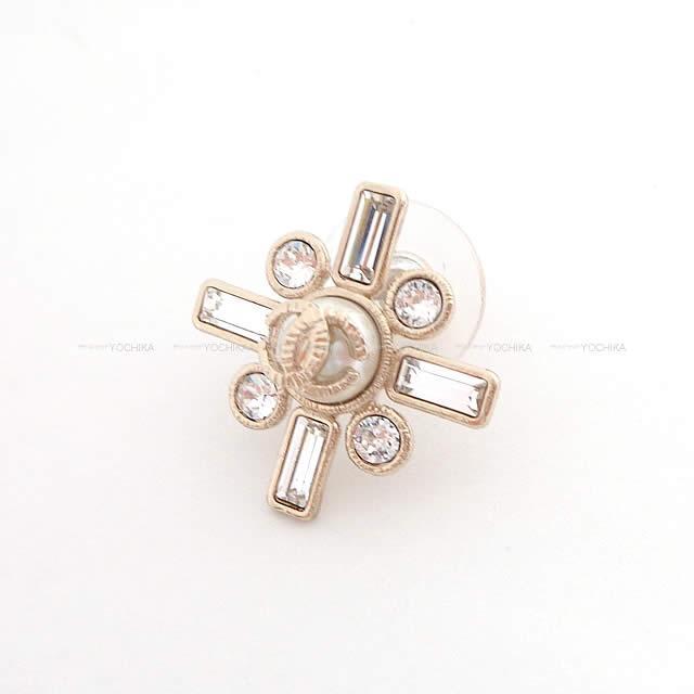 2019年 春夏 CHANEL シャネル クロスモチーフ ココマーク パール ラインストーン ピアス AB0641 新品