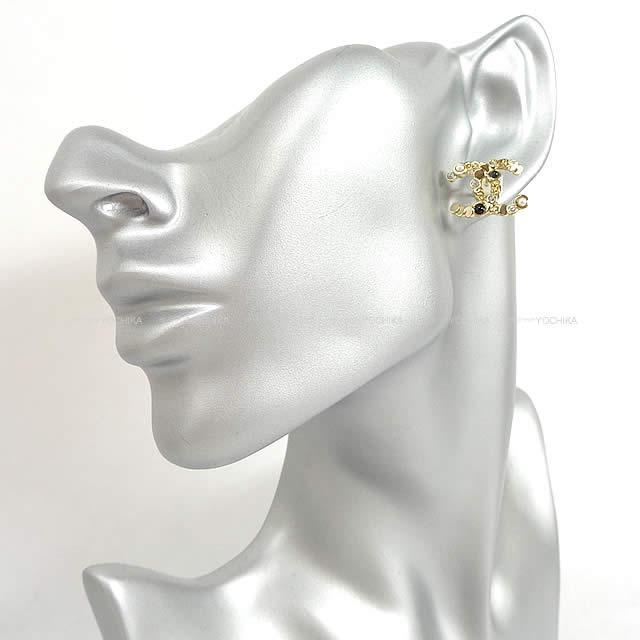 CHANEL シャネル ココマーク ミックスストーン ピアス ゴールド/黒/パール AB1333 新品