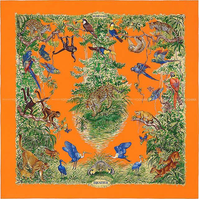 2019年 春夏 新作 HERMES エルメス スカーフ カレ90 ウォッシュ "赤道直下" オレンジ