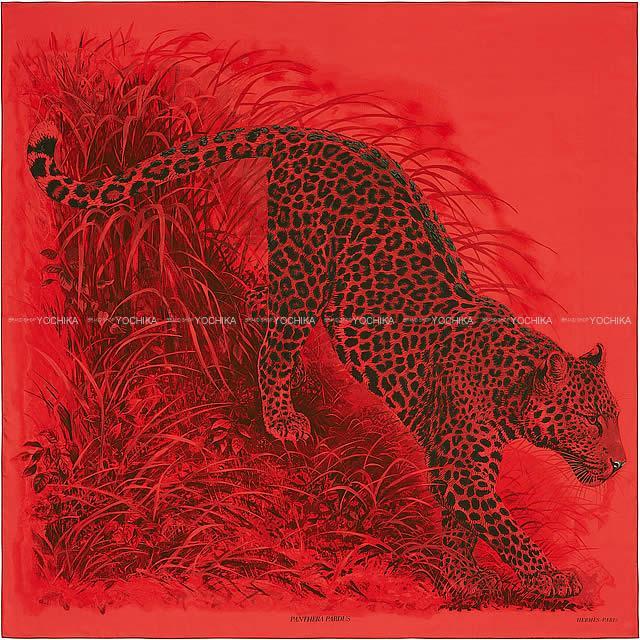 2018年春夏 HERMES エルメス ショール カレ140 "パンテラ・パルドゥス" ルージュ