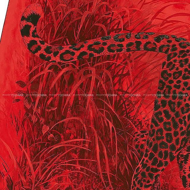 2018年春夏 HERMES エルメス ショール カレ140 "パンテラ・パルドゥス" ルージュ