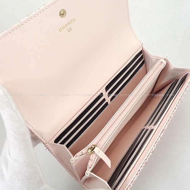 2019年 クルーズ 新作 CHANEL シャネル ドーヴィル フラップ 長財布 ラメベビーピンク A81976 新品未使用