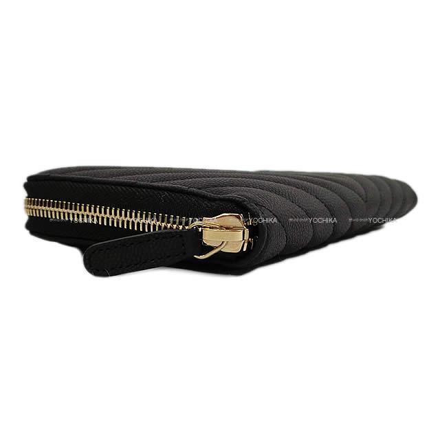 CHANEL シャネル シェヴロン キルティング ラウンドファスナー 長財布 黒Xボルドー グレインドカーフ A50097 新品