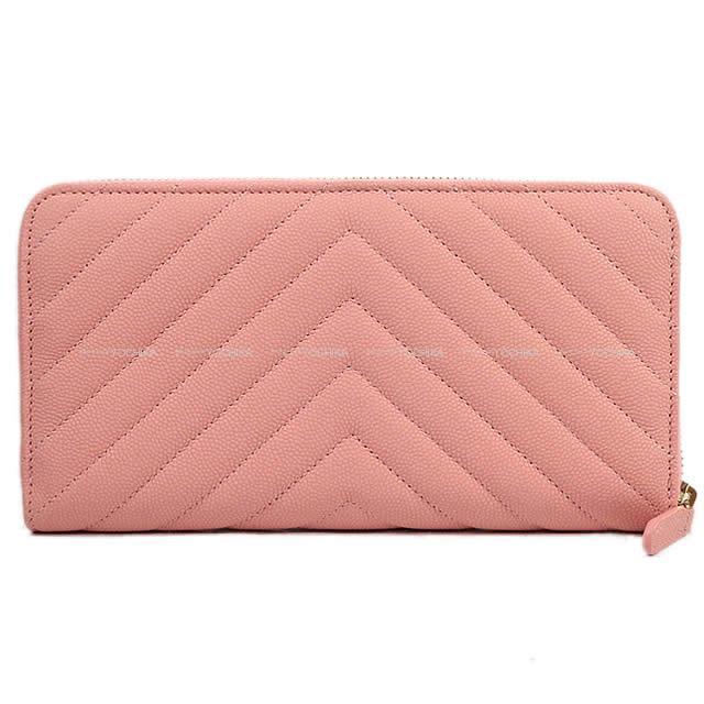 CHANEL シャネル シェヴロン キルティング ラウンドファスナー 長財布 ローズピンク A50097 新品