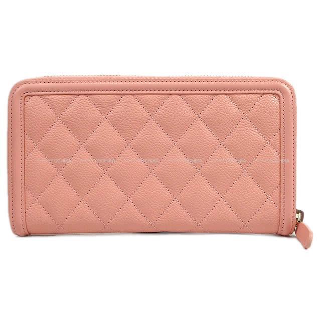 CHANEL シャネル ビッグココマーク フレーム ラウンドファスナー 長財布 サーモンベビーピンク A84449 新品