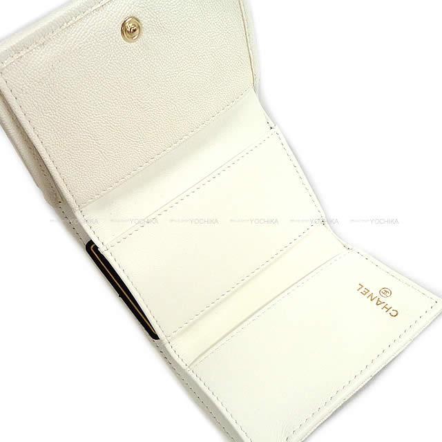 CHANEL シャネル ボーイシャネル 三つ折 コンパクト財布 白(ホワイト) グレインドカーフ A84432 新品