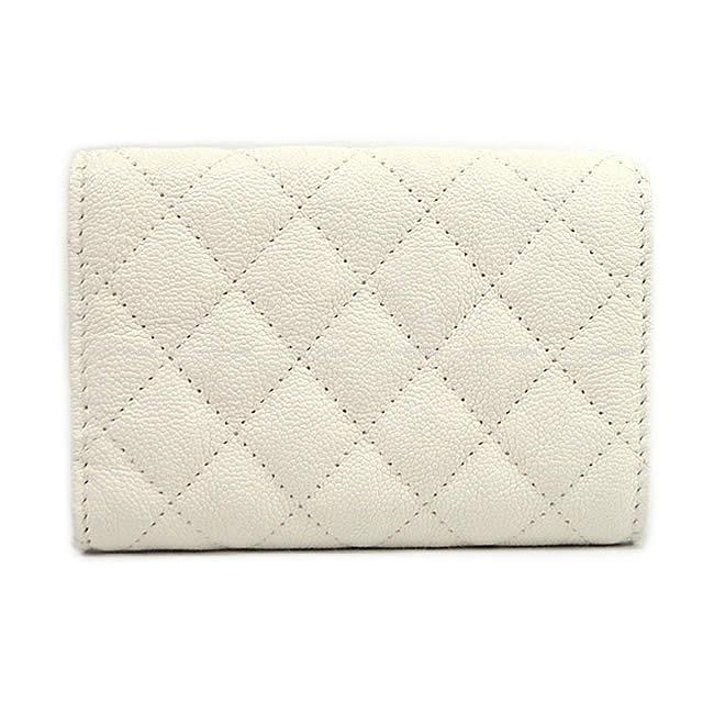 CHANEL シャネル ボーイシャネル 三つ折 コンパクト財布 白(ホワイト) グレインドカーフ A84432 新品
