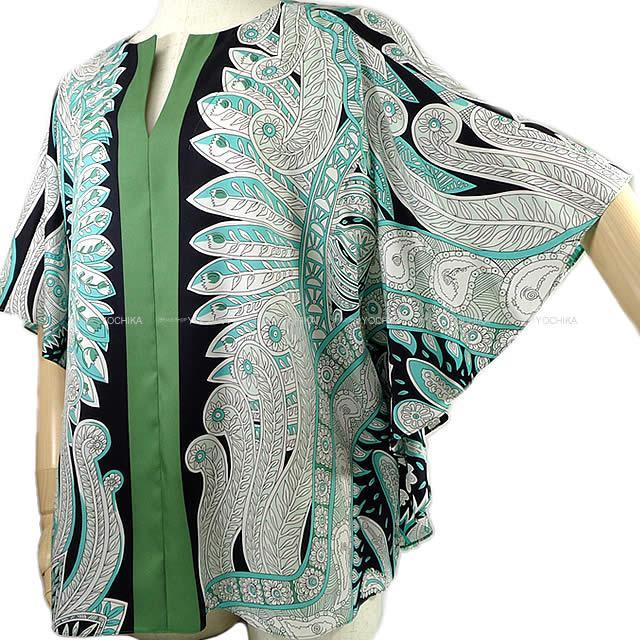 HERMES エルメス レディース  チュニック ドレス "マハラニの庭" #42 ヴェール/黒 新品未使用