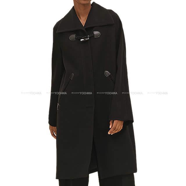 HERMES エルメス レディース ダッフル ローブ コート 黒 #34 ウール100