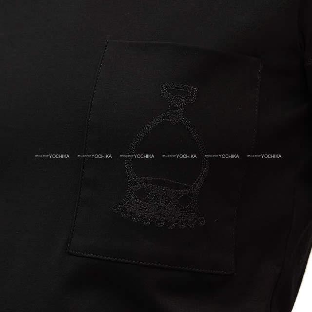 2019年春夏 新作 エルメス レディース Tシャツ ポケット付 刺繍 #36 黒 (ブラック) コットン100% 新品
