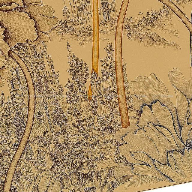 2019年春夏 新作 HERMES エルメス スカーフ カレ90 "ピヴォワンヌの影" ベージュドールXマロン 新品