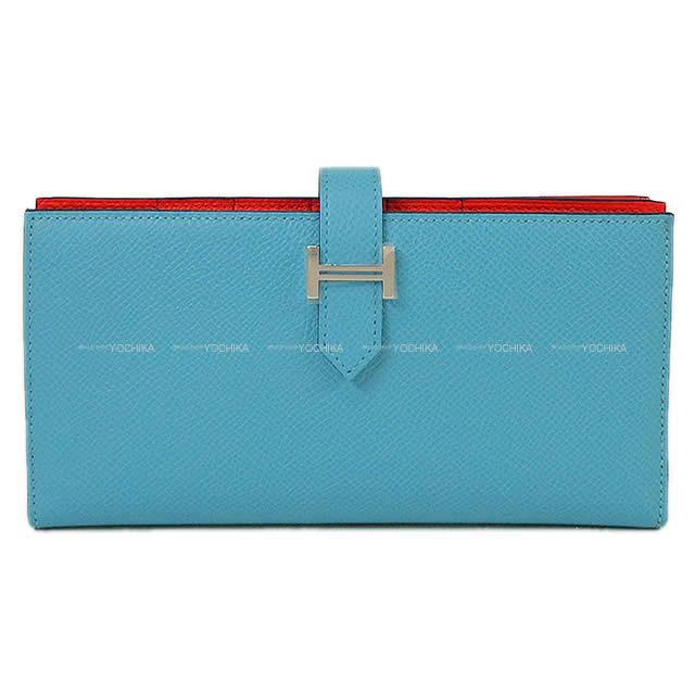 HERMES エルメス 長財布 ベアンスフレ ヴェルソ ブルーデュノールXルージュドゥクール エプソン シルバー金具 新品
