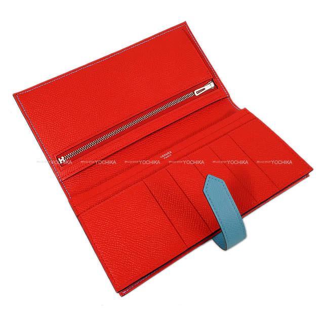 HERMES エルメス 長財布 ベアンスフレ ヴェルソ ブルーデュノールXルージュドゥクール エプソン シルバー金具 新品 HERMES エルメス 長財布 ベアンスフレ ヴェルソ ブルーデュノールXルージュドゥクール エプソン シルバー金具 新品