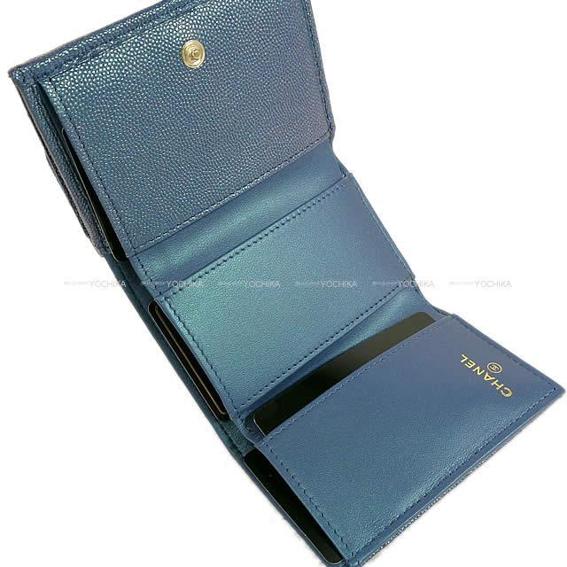 CHANEL シャネル マトラッセ オーロラ コンパクト 三つ折り 財布  