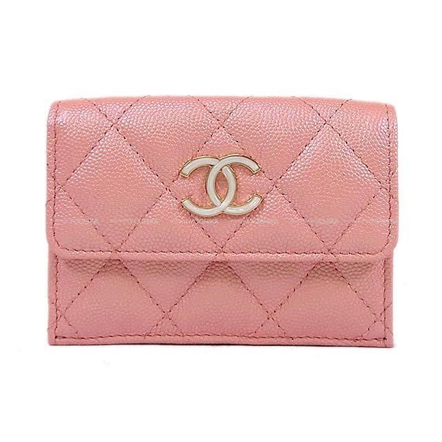 CHANEL シャネル マトラッセ オーロラ コンパクト 三つ折り 財布 ローズピンク AP0310 新品
