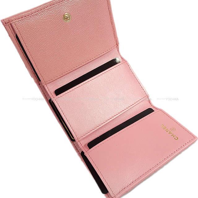 CHANEL シャネル マトラッセ オーロラ コンパクト 三つ折り 財布 ローズピンク AP0310 新品