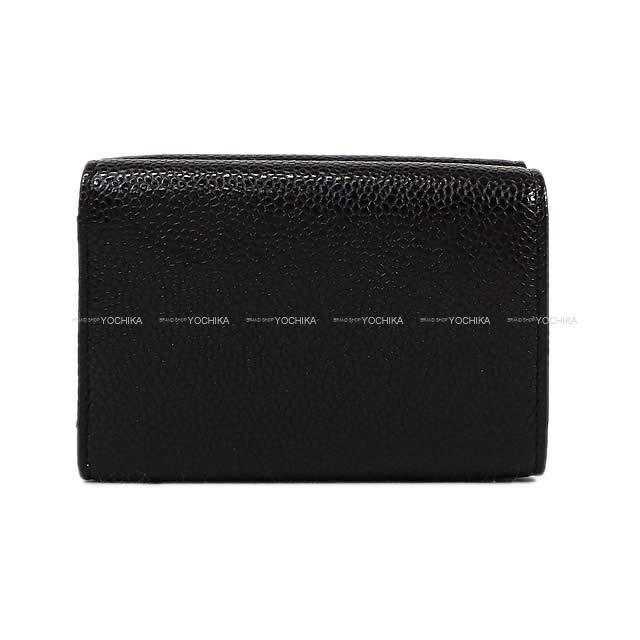 CHANEL シャネル ココマーク ダブルステッチ コンパクト 三つ折り 財布 黒 グレインド カーフ A70796 新品