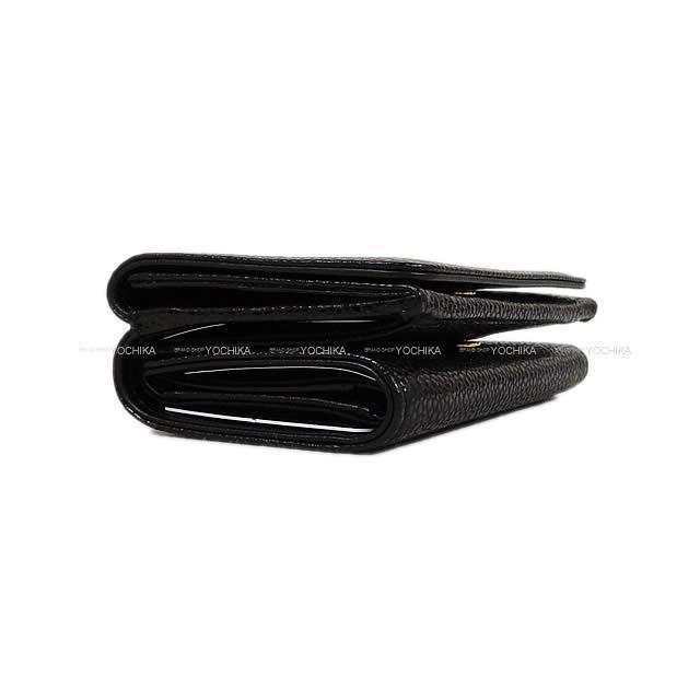 CHANEL シャネル ココマーク ダブルステッチ コンパクト 三つ折り 財布 黒 グレインド カーフ A70796 新品