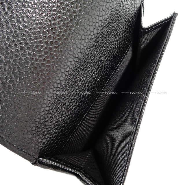 CHANEL シャネル ココマーク ダブルステッチ コンパクト 三つ折り 財布 黒 グレインド カーフ A70796 新品