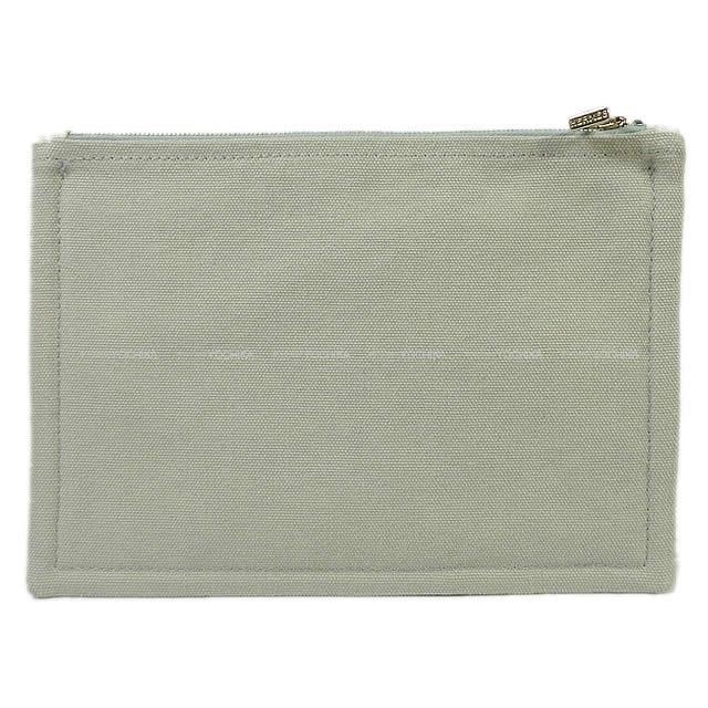 HERMES エルメス フラットポーチ 刺繍 トラ "プティ フェラン" ブルー コットン100% 新品