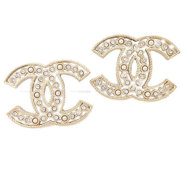 2019年春夏 新作 CHANEL シャネル ラインストーン パール ビッグ ココマーク フレーム ピアス AB0640 新品