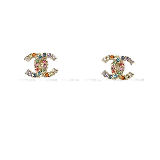 2019年 春夏 新作 CHANEL シャネル ココマーク プチ レインボー ラインストーン ピアス AB1553 新品