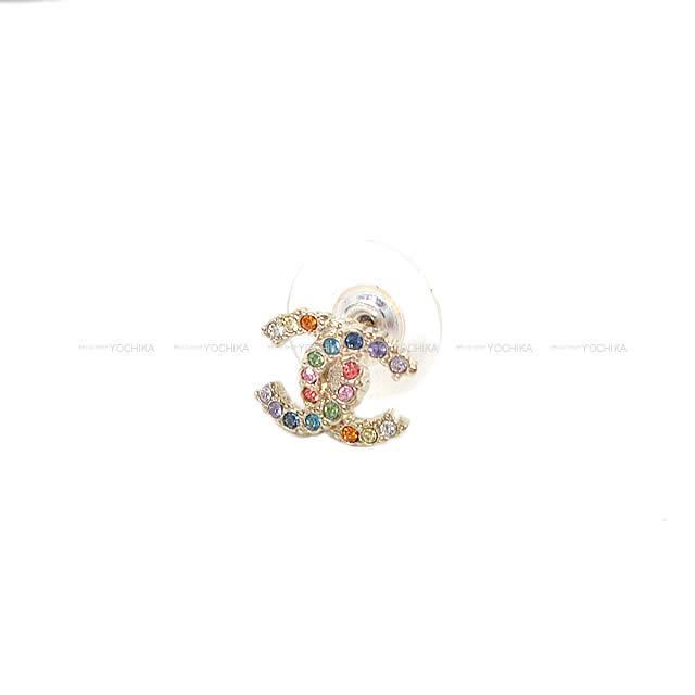 2019年 春夏 新作 CHANEL シャネル ココマーク プチ レインボー ラインストーン ピアス AB1553 新品