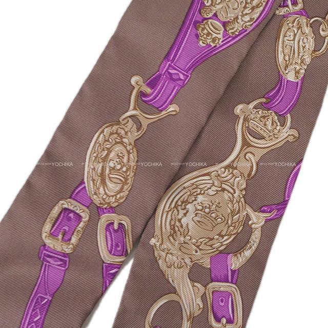 HERMES エルメス ツイリー スカーフ "ブリッド・ドゥ・ガラ" ヴァイオレットXショコラ シルク100% 新品未使用