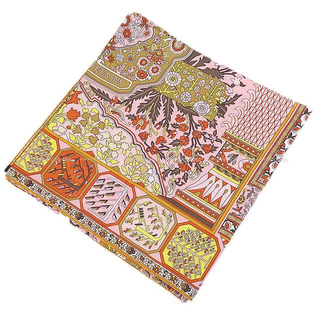 HERMES エルメス ショール カレ140 "ペルシャ絨毯" ピンクXジョーヌXヴェール シルク100% 新品未使用