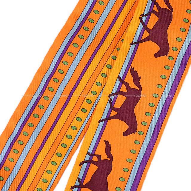HERMES エルメス ツイリー スカーフ "SEQUENCES" セカンス オレンジ シルク100% 新品未使用