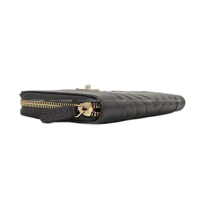 CHANEL シャネル マドモワゼル シェヴロン ラウンド 長財布 メタリックダークグレー グレインドカーフ A80969 新品