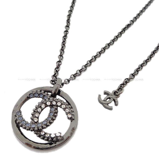 Chanel シャネル ココマーク サークル ラインストーン ネックレス クリアxメタルシルバー Ab1008 新品