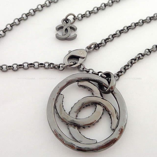 CHANEL シャネル ココマーク サークル ラインストーン ネックレス クリアXメタルシルバー AB1008 新品