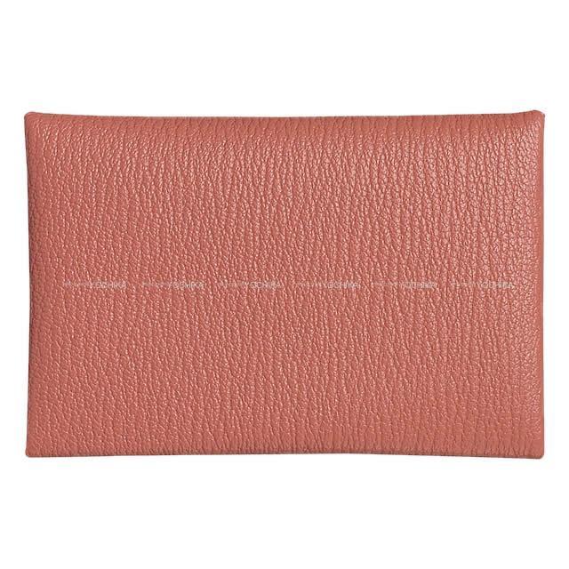 HERMES エルメス カードケース Calvi(カルヴィ) ローズテ シェーブル シルバー金具 新品未使用