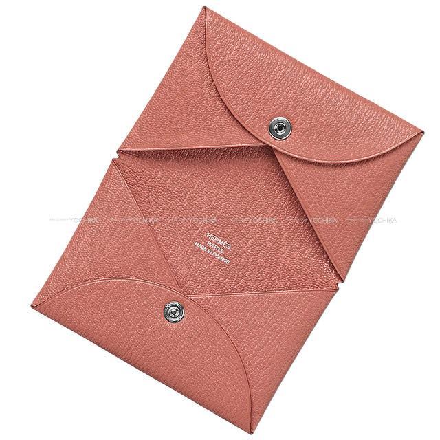 HERMES エルメス カードケース Calvi(カルヴィ) ローズテ シェーブル シルバー金具 新品未使用
