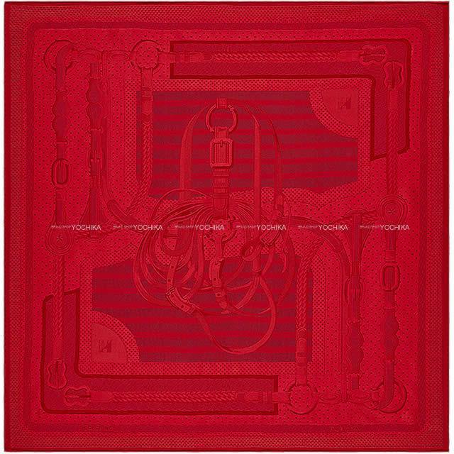 HERMES エルメス ジャガード カレ90 "コーチング" ルージュピマン シルク100% 新品