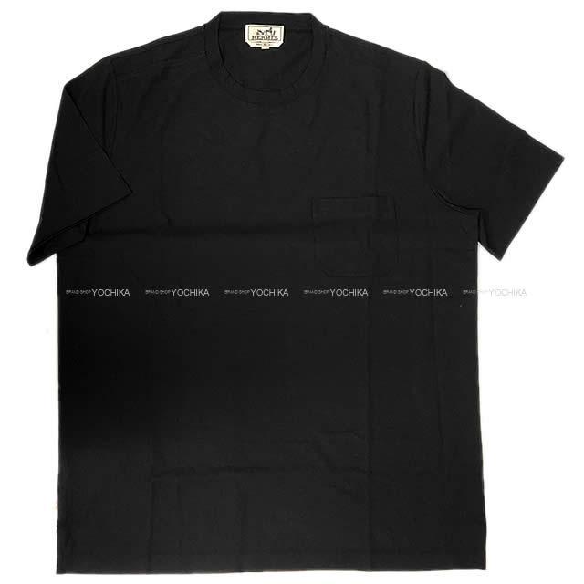 Hermes エルメス メンズ Tシャツ ポケット付 半袖 Xl 黒 ブラック コットン100 新品