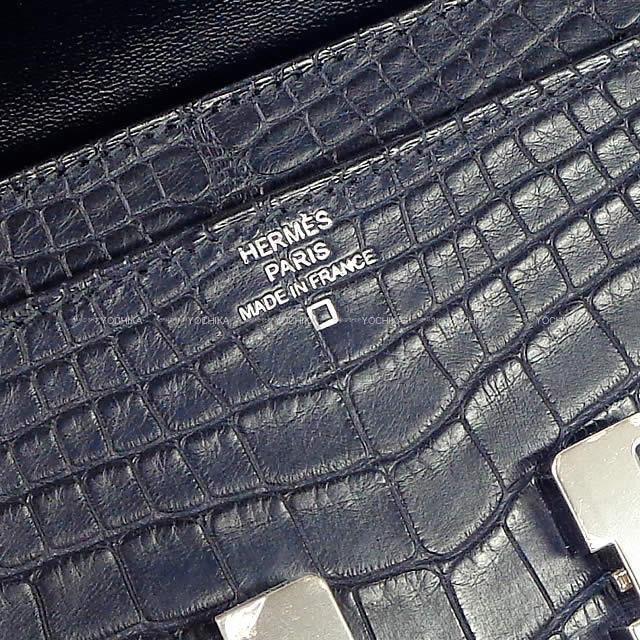 HERMES エルメス 長財布 コンスタンス ロング ブルーマリン クロコダイルアリゲーターマット シルバー金具 新品