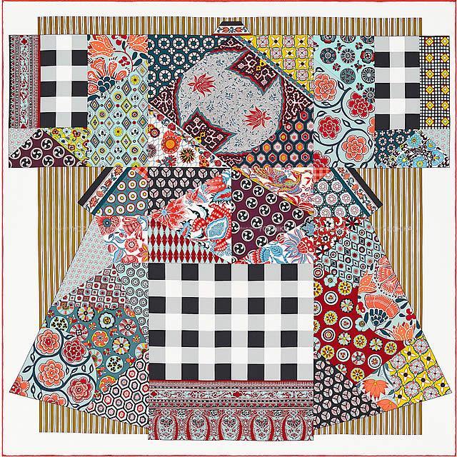 2019年春夏 新作 HERMES エルメス スカーフ カレ90 "更紗のアート" 白(ホワイト)