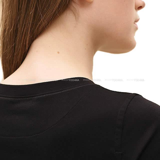 エルメス レディース Tシャツ カットソー 刺繍ポケット付き "Poche Brodee"  黒 #40 新品