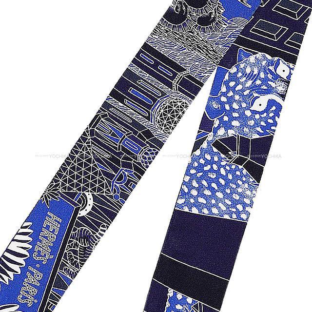 2019年 春夏 新作 HERMES エルメス ツイリー スカーフ "アニマポリス" マリン/ブルーロイヤル/白 新品