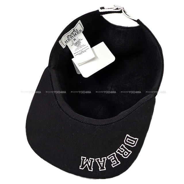 HERMES エルメス メンズ キャップ 帽子 刺繍入り "テキサス ドリーム" #M 黒(ブラック) 新品