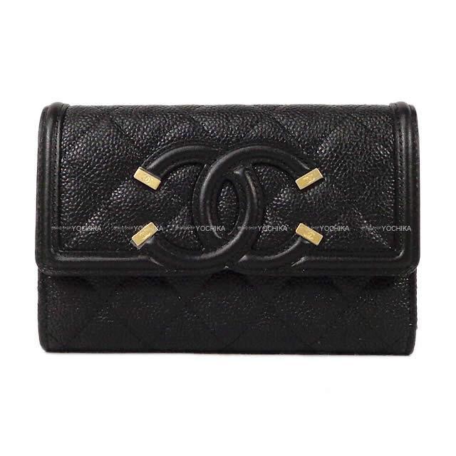 CHANEL シャネル フィグリー マトラッセ ビックココマーク フラップ 三つ折り 財布 黒 キャビア A84481 新品